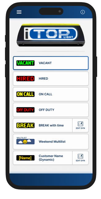 Control your iToplight taxi sign from Pointguard's app for iOS and Android